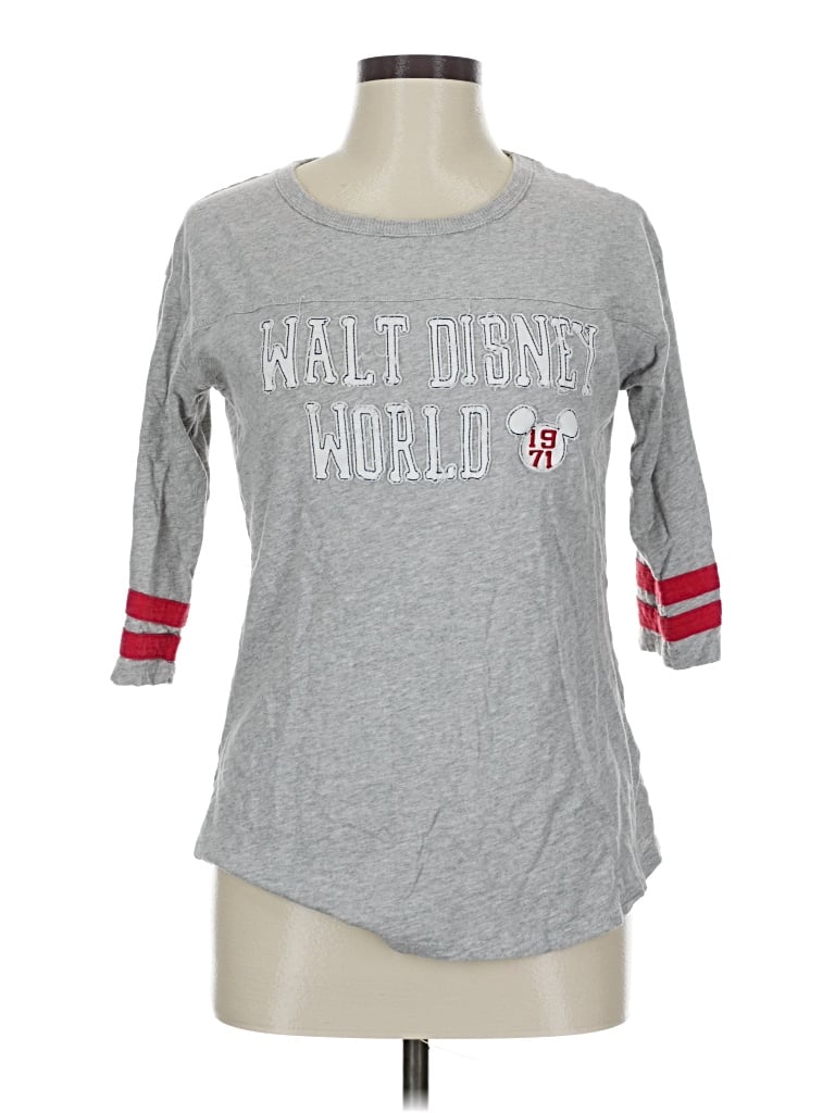 Pre-owned Disney Parks 3/4 Sleeve T-shirt In Gray