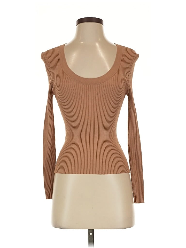 Pre-owned A.l.c Long Sleeve Top Brown Scoop Neck Tops