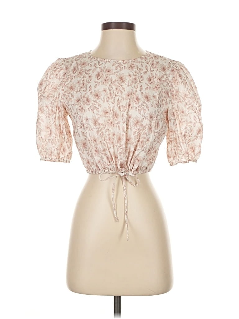 Pre-owned Intermix Short Sleeve Blouse In White