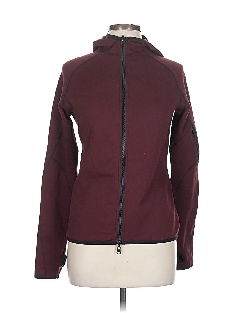 Pre-owned Assorted Brands Zip Up Hoodie In Burgundy