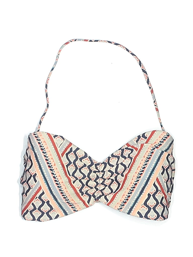 Pre-owned Lucky Brand Swimsuit Top Ivory Print Pattern Swimwear In White