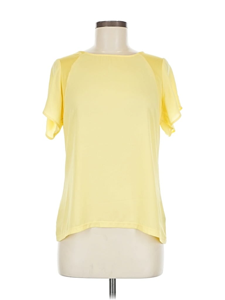Pre-owned The Limited Short Sleeve Top Yellow Solid Pattern Tops