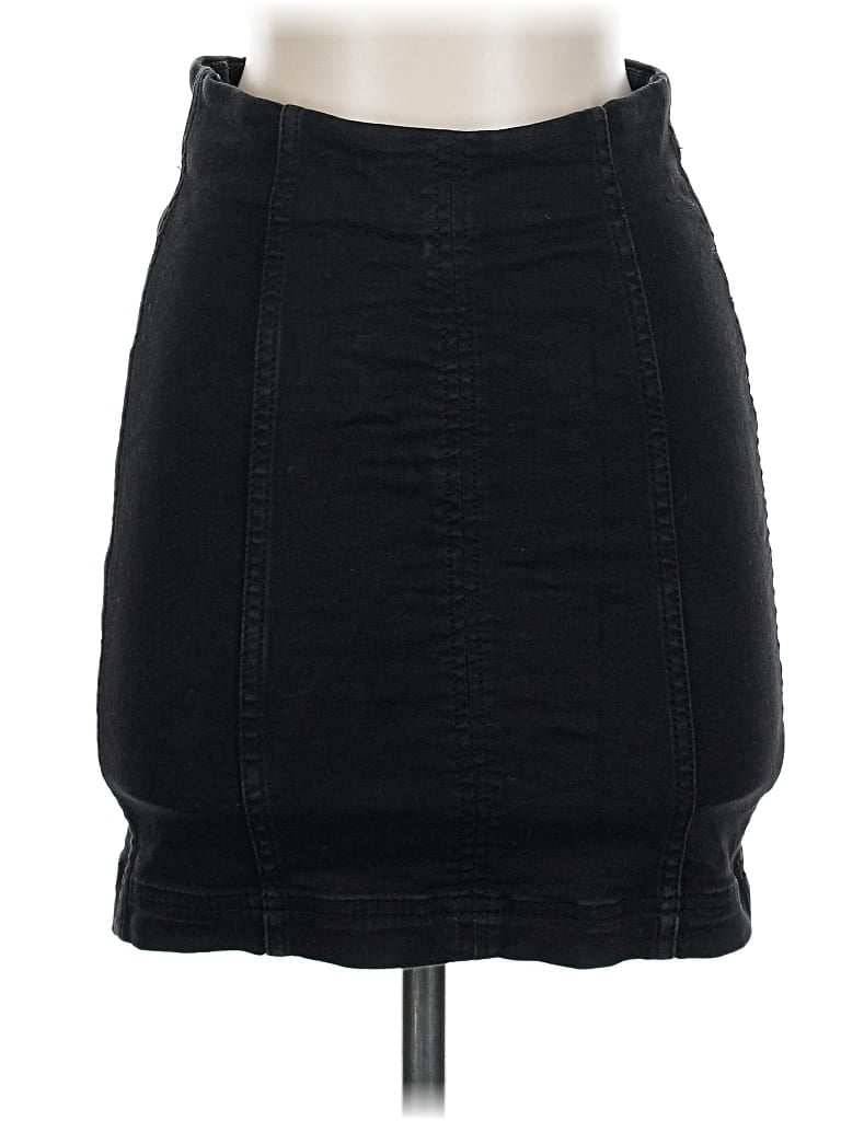 Pre-owned Free People Denim Skirt In Black