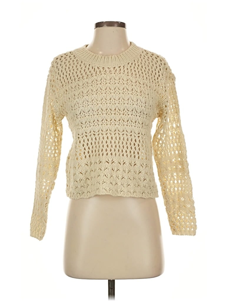 Pre-owned Line & Dot Pullover Sweater In White