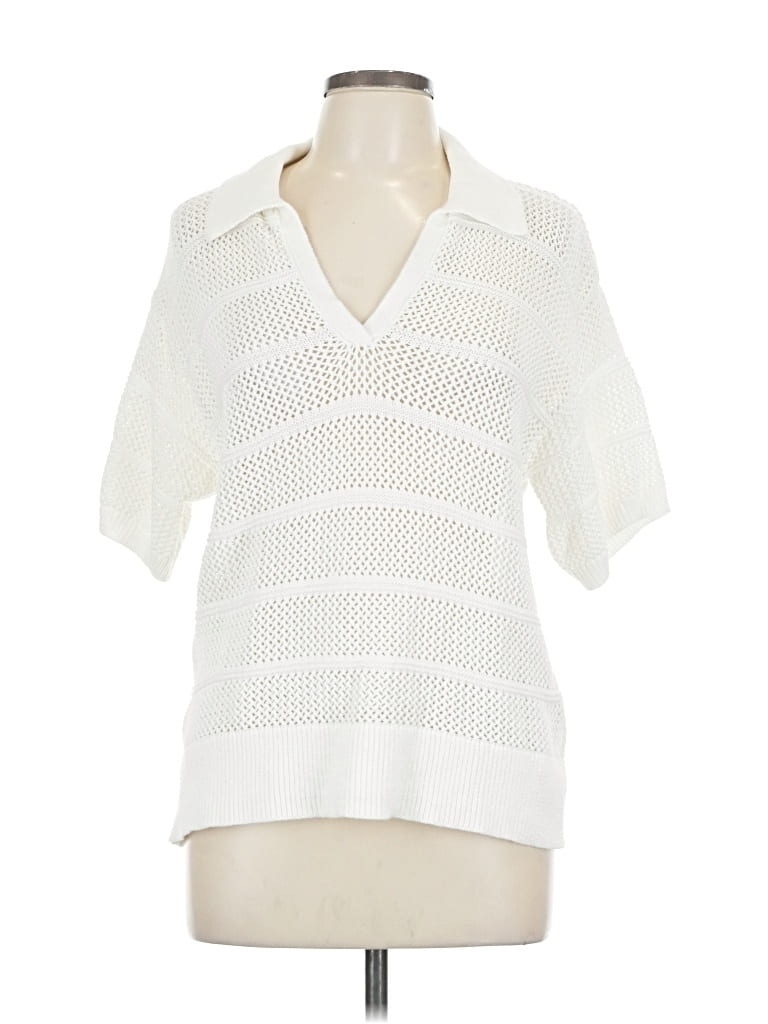 Pre-owned Old Navy Short Sleeve Blouse In White