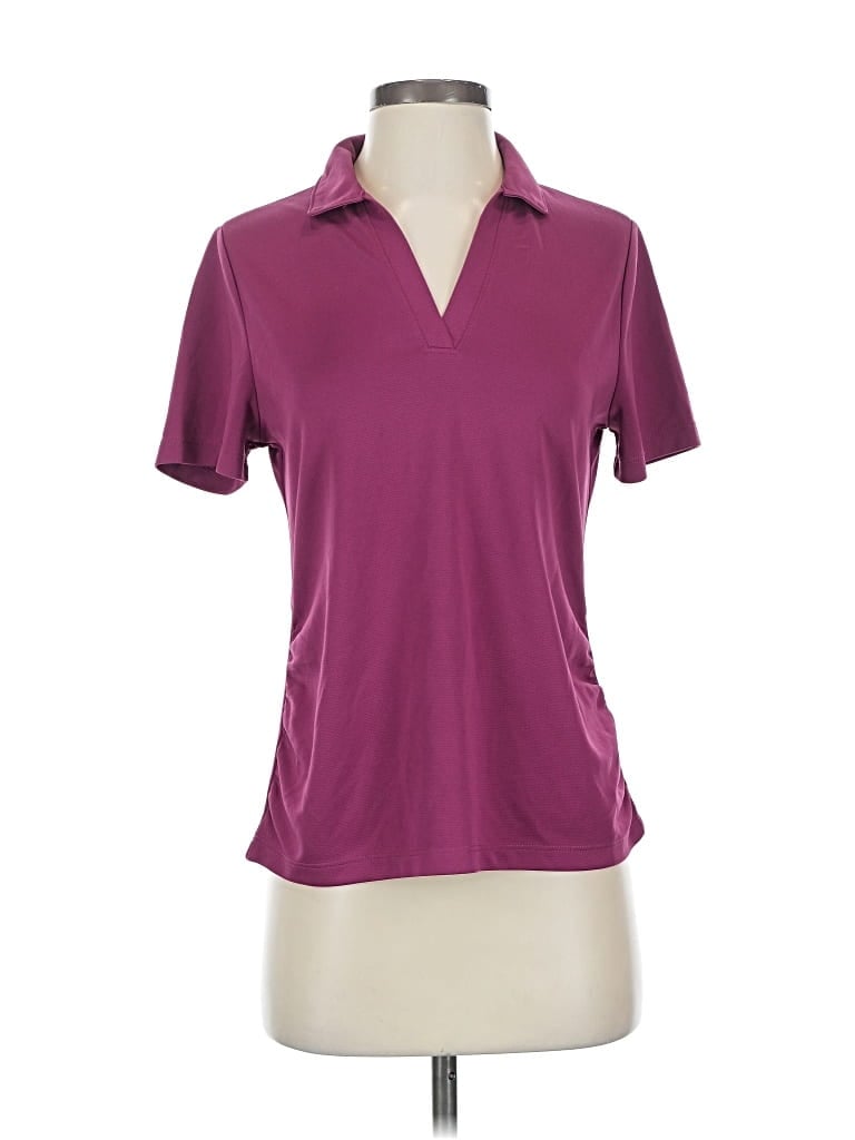 Pre-owned Pga Tour Short Sleeve Polo Shirt In Purple