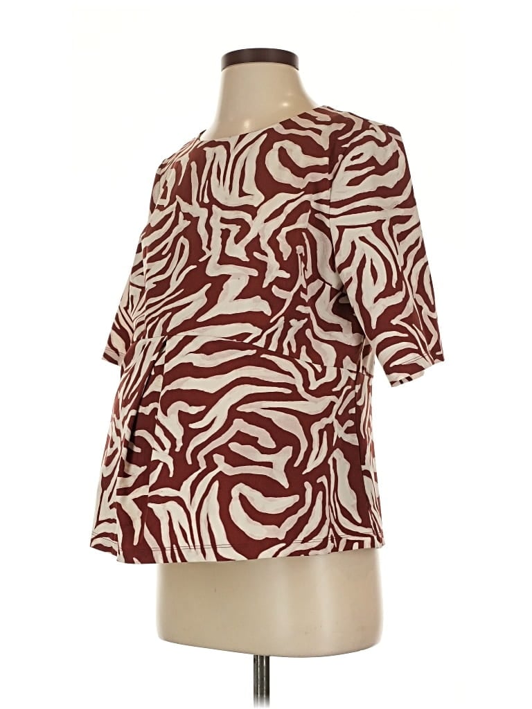 Pre-owned Ingrid & Isabel Short Sleeve Blouse In Burgundy