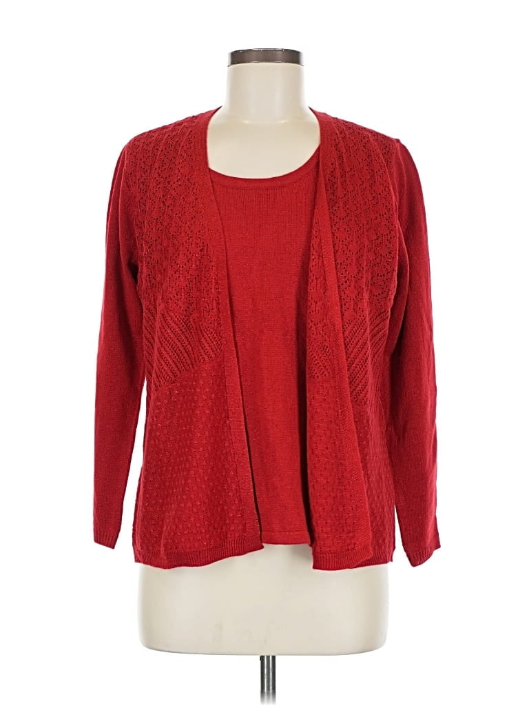 Pre-owned Croft & Barrow Cardigan Sweater In Red