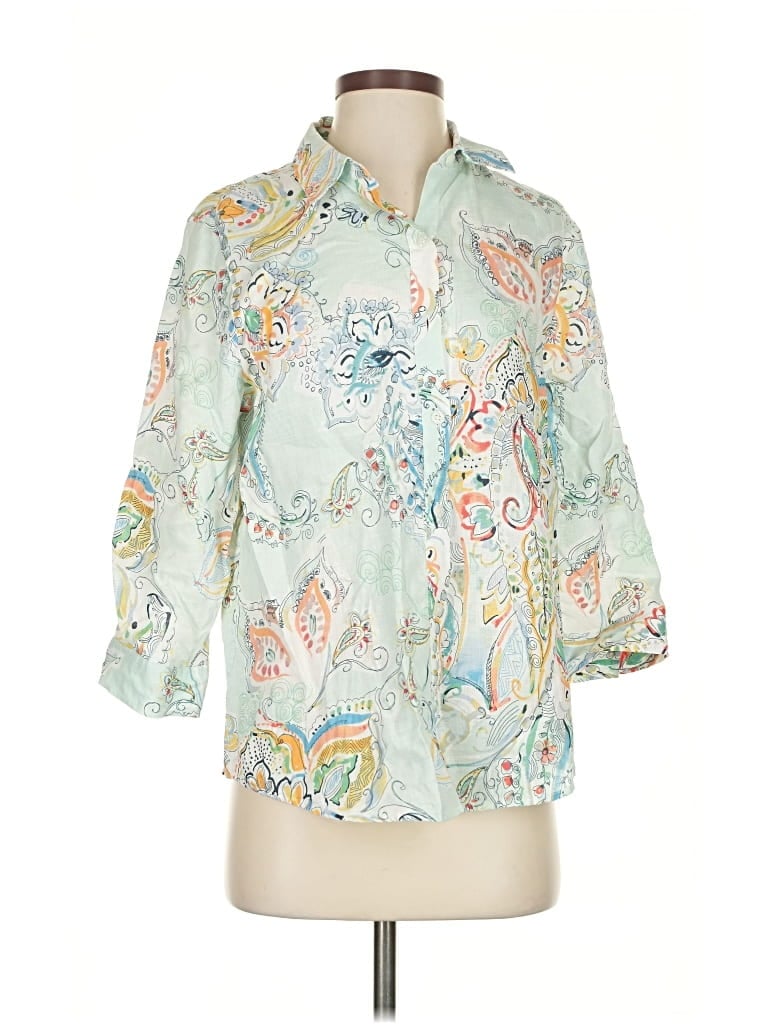 Pre-owned Chico's 3/4 Sleeve Blouse In Blue