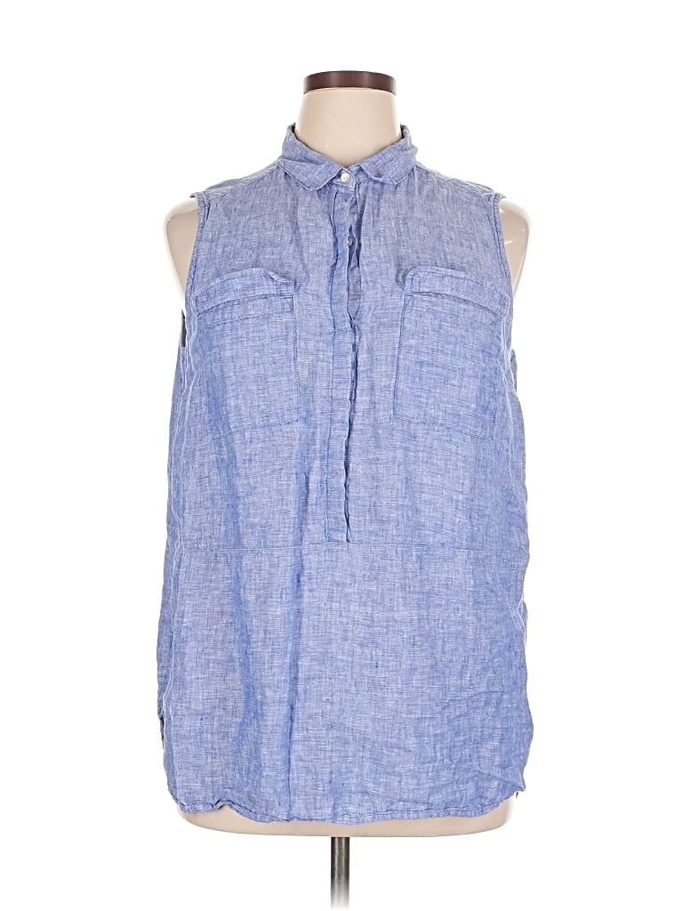 Pre-owned Jones New York Sleeveless Button Down Shirt In Blue