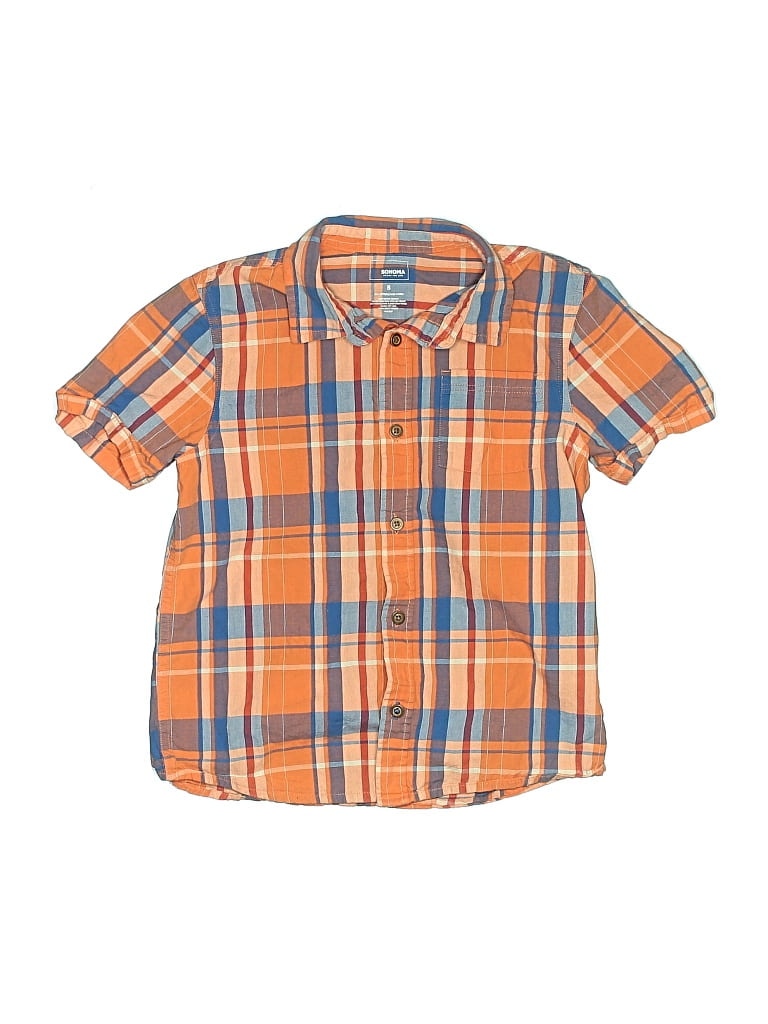 Pre-owned Sonoma Goods For Life Kids' Short Sleeve Button Down Shirt In Orange