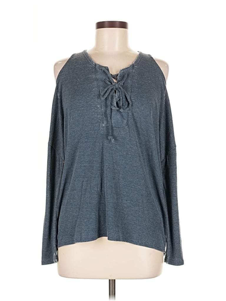 Pre-owned Chaser Tank Top Gray Cold Shoulder Neckline Tops