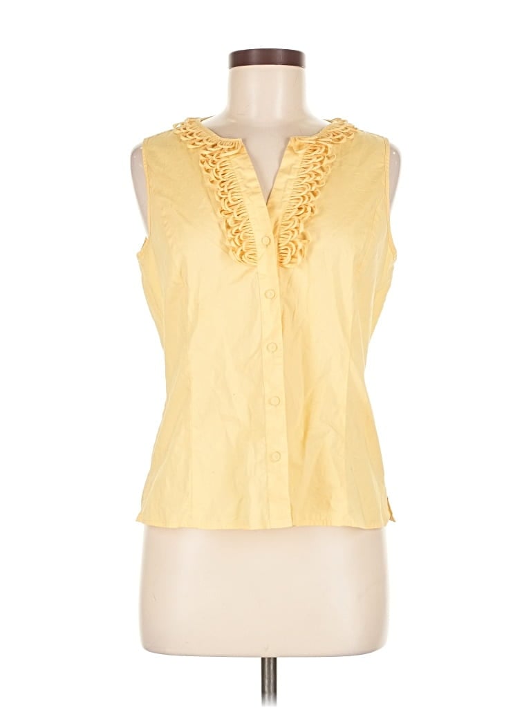Pre-owned Talbots Sleeveless Button Down Shirt In Yellow