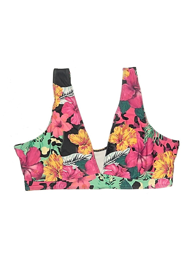 Pre-owned Unbranded Swimsuit Top Pink Floral Pattern Swimwear