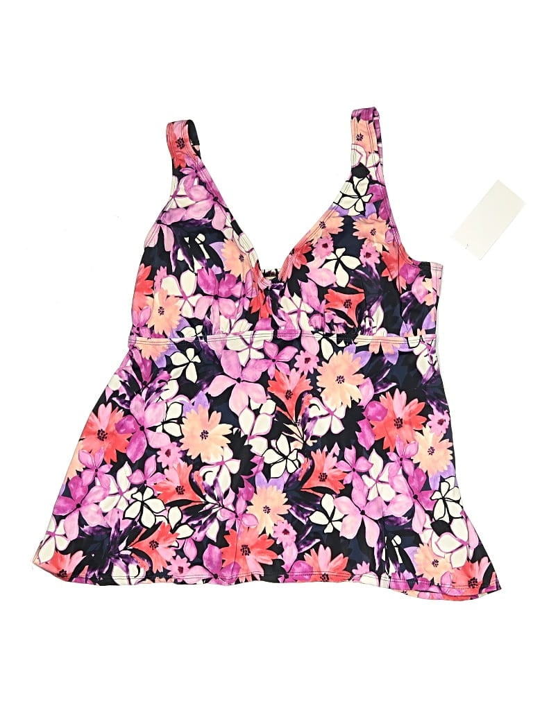 Pre-owned Swimsuits For All Swimsuit Top Pink Floral Pattern Swimwear