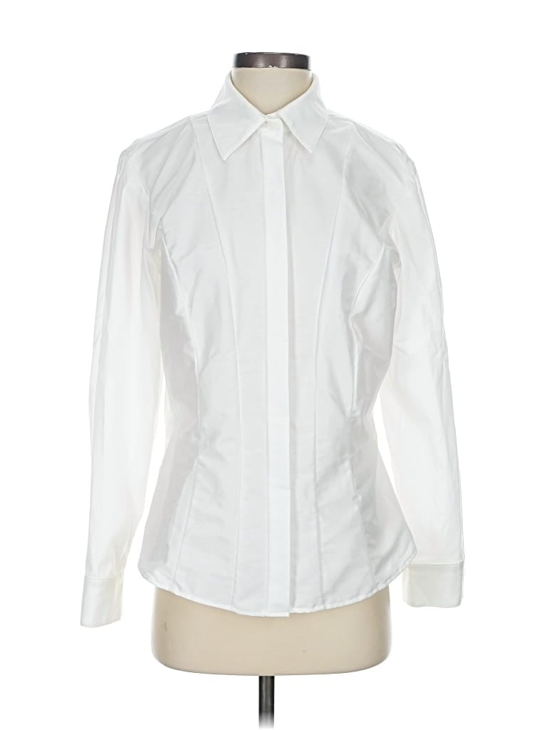 Pre-owned Coldwater Creek Long Sleeve Blouse In White