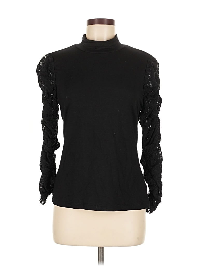 Pre-owned Maeve By Anthropologie Long Sleeve Top Black Turtleneck Tops