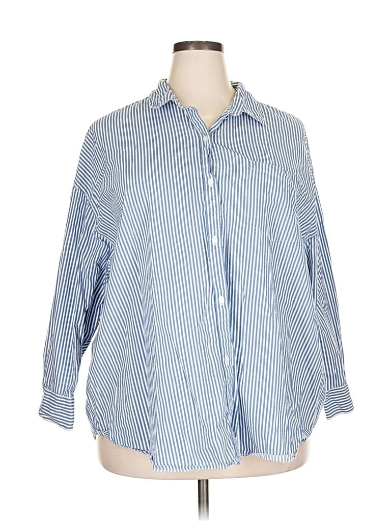 Pre-owned Old Navy 3/4 Sleeve Button Down Shirt In Blue