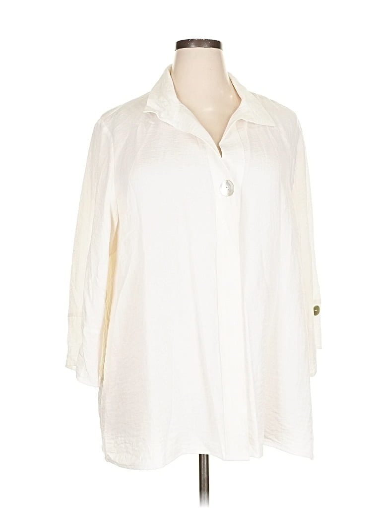Pre-owned Habitat 3/4 Sleeve Button Down Shirt In White