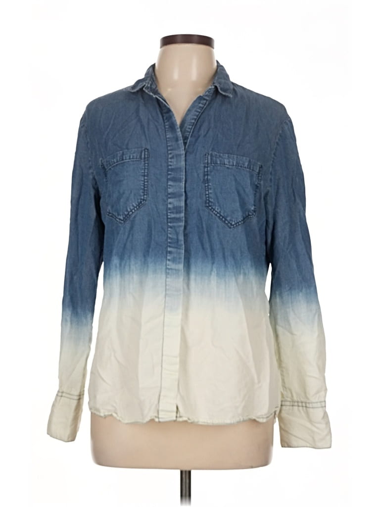 Pre-owned Thread & Supply Long Sleeve Button Down Shirt In Blue