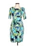 Connected Apparel 100% Polyester Graphic Blue Cocktail Dress Size 10 (petite) - photo 1