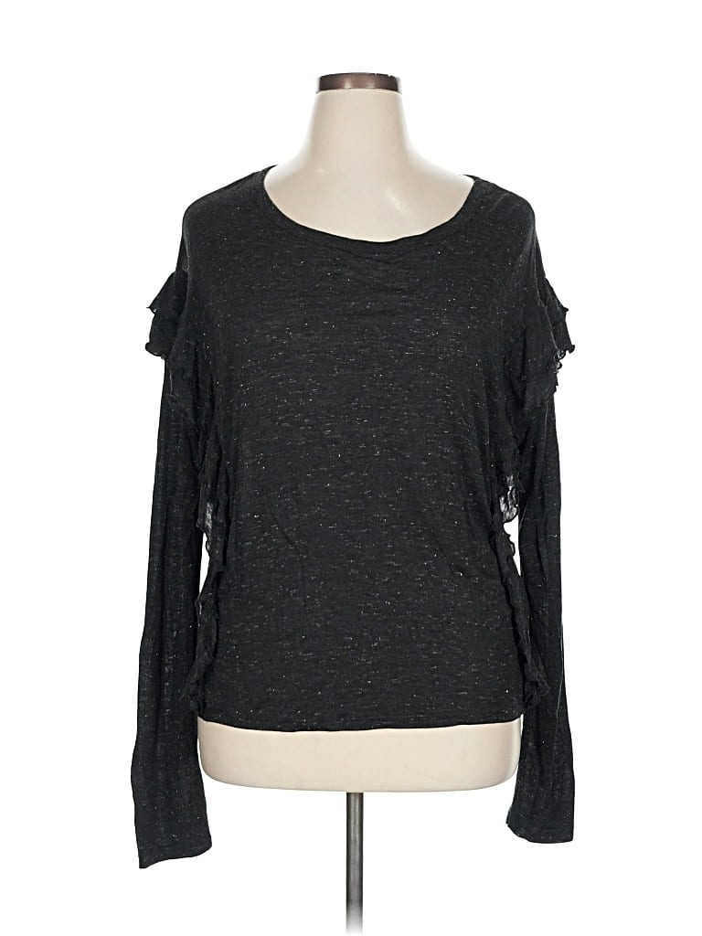 Pre-owned Z Supply Long Sleeve Top Gray Cold Shoulder Neckline Tops