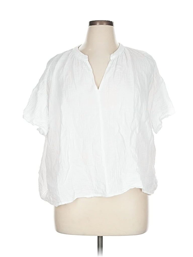 Pre-owned J By Joie Short Sleeve Blouse In White