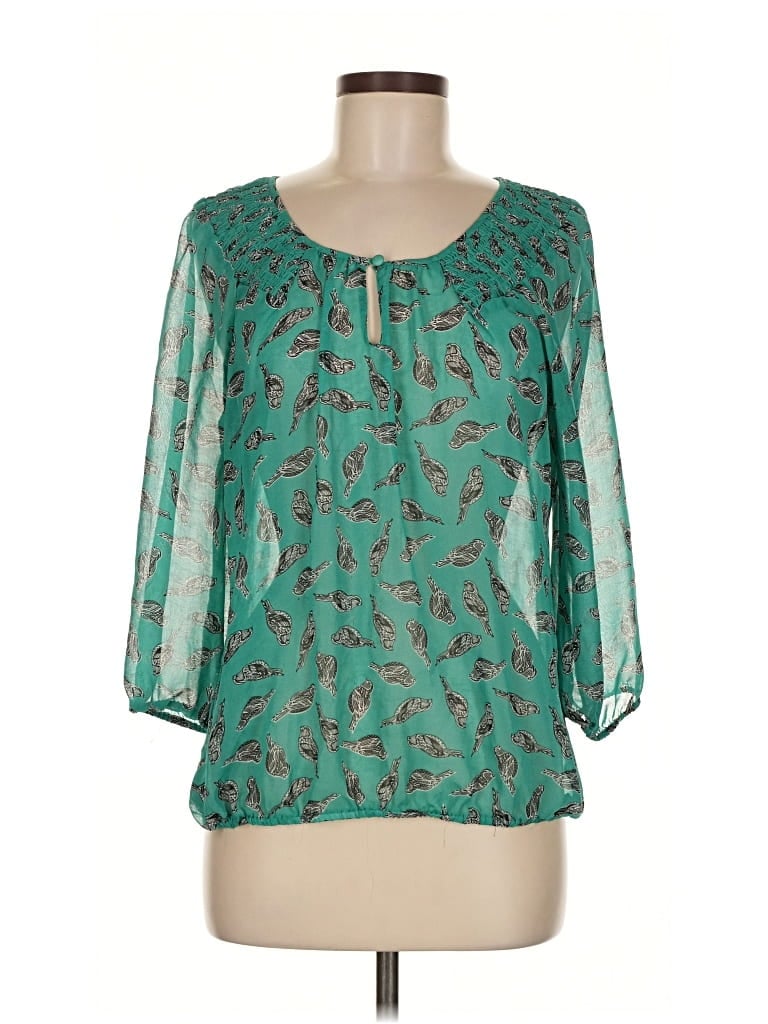 Pre-owned Banana Republic Factory Store 3/4 Sleeve Blouse In Blue