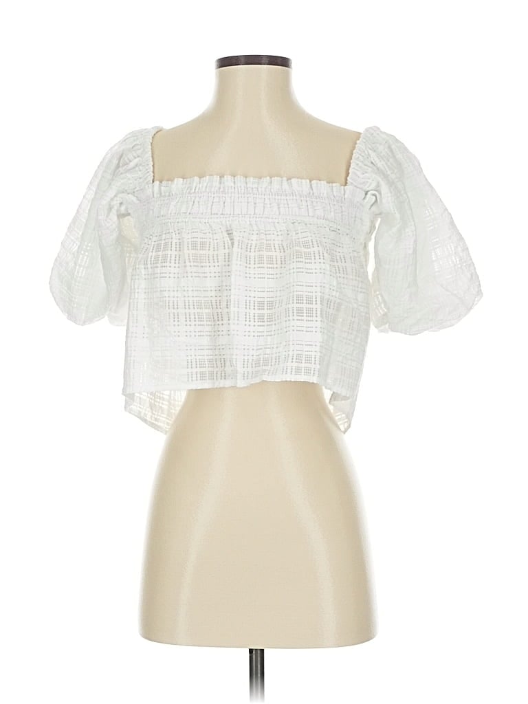 Pre-owned Storia Short Sleeve Blouse In White