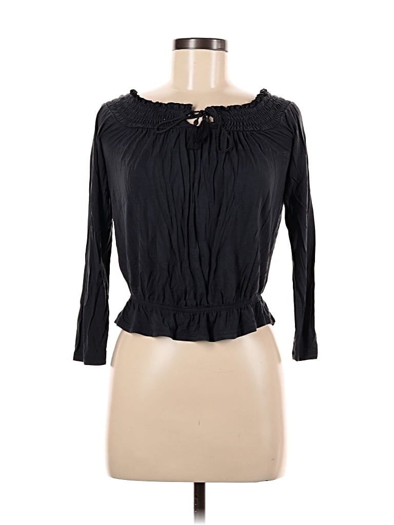 Pre-owned American Eagle Outfitters 3/4 Sleeve Blouse In Black