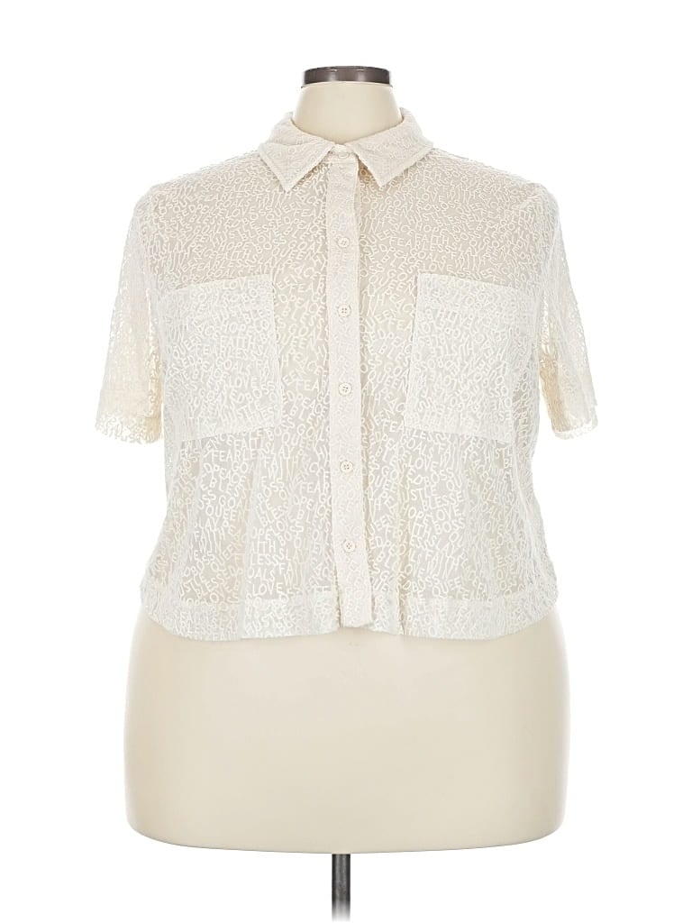 Pre-owned Nina Parker Short Sleeve Blouse In White