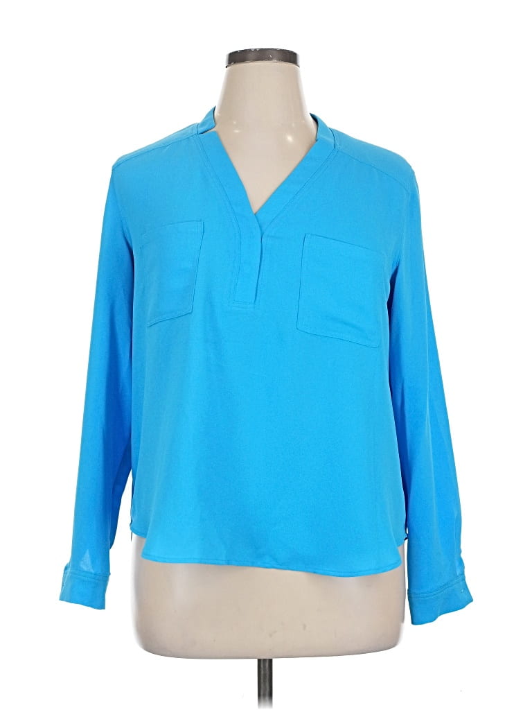 Pre-owned Nine West Long Sleeve Blouse In Blue