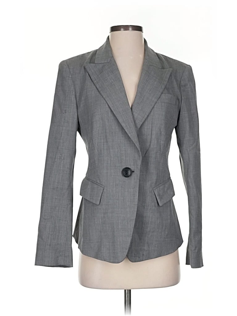 Pre-owned Lafayette 148 Wool Blazer Jacket In Gray