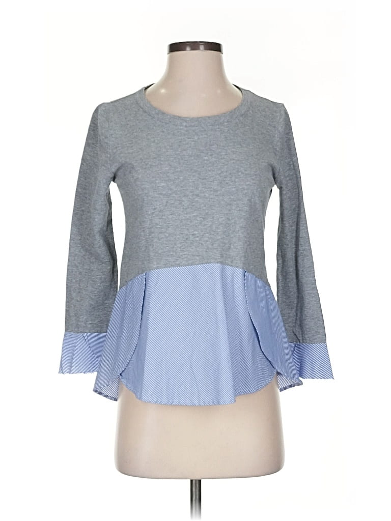 Pre-owned Marled By Reunited 3/4 Sleeve Top Gray Boatneck Tops