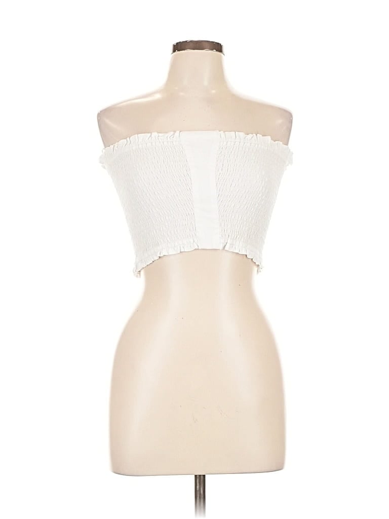 Pre-owned Guess Sleeveless Top White Strapless Neckline Tops