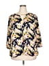 Kaari Blue 100% Polyester Floral Yellow 3/4 Sleeve Blouse Size 2X - photo 1