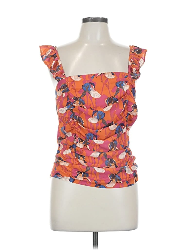 Pre-owned Rose + Olive Sleeveless Top Orange Sweetheart Neckline Tops