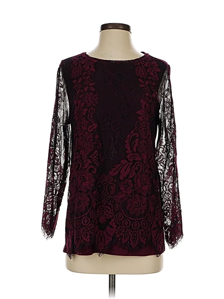 Pre-owned Chico's Long Sleeve Blouse In Burgundy
