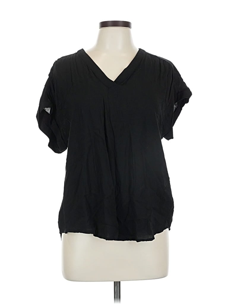 Pre-owned Gap Short Sleeve Blouse In Black