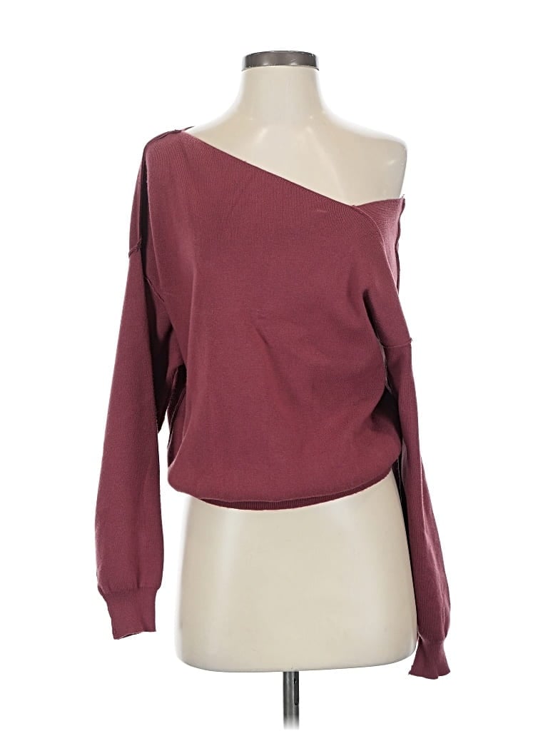 Pre-owned Line & Dot Pullover Sweater In Burgundy