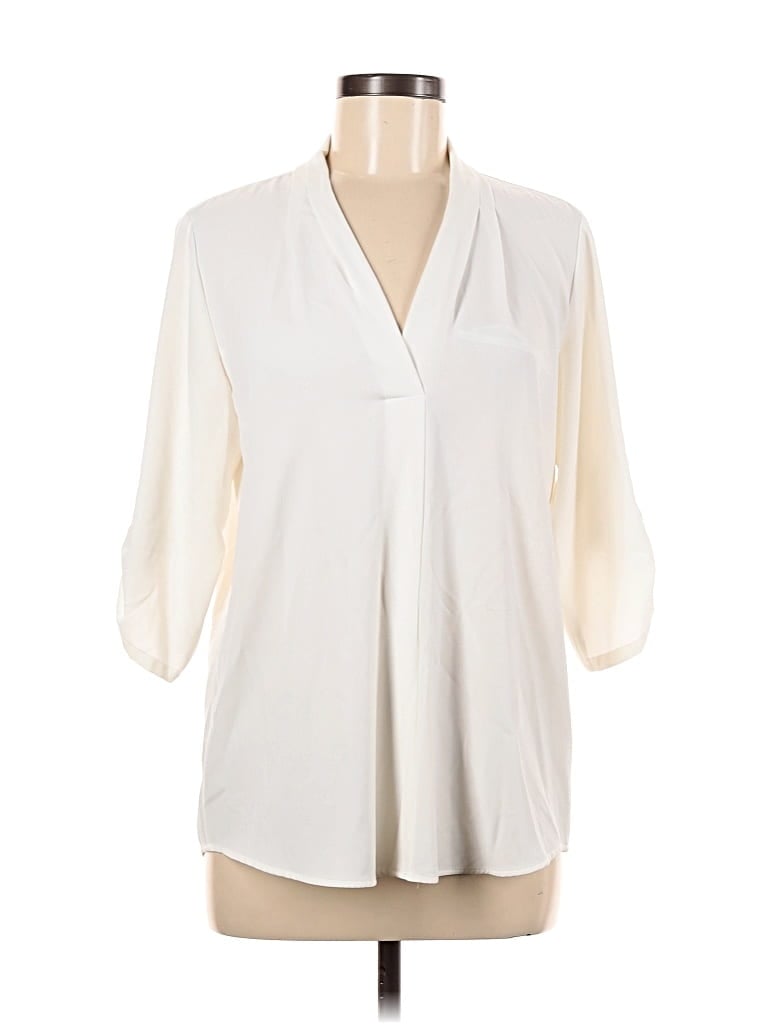 Pre-owned Calvin Klein 3/4 Sleeve Blouse In White