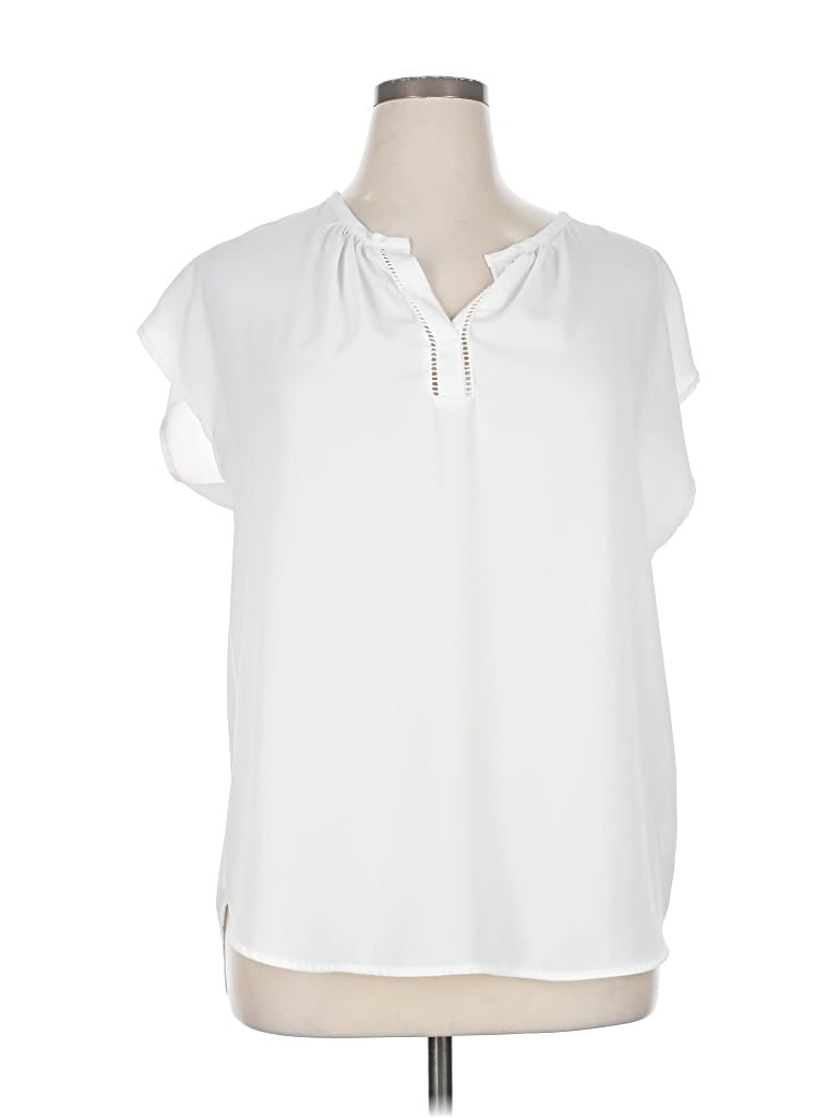 Pre-owned Pleione Short Sleeve Blouse In White