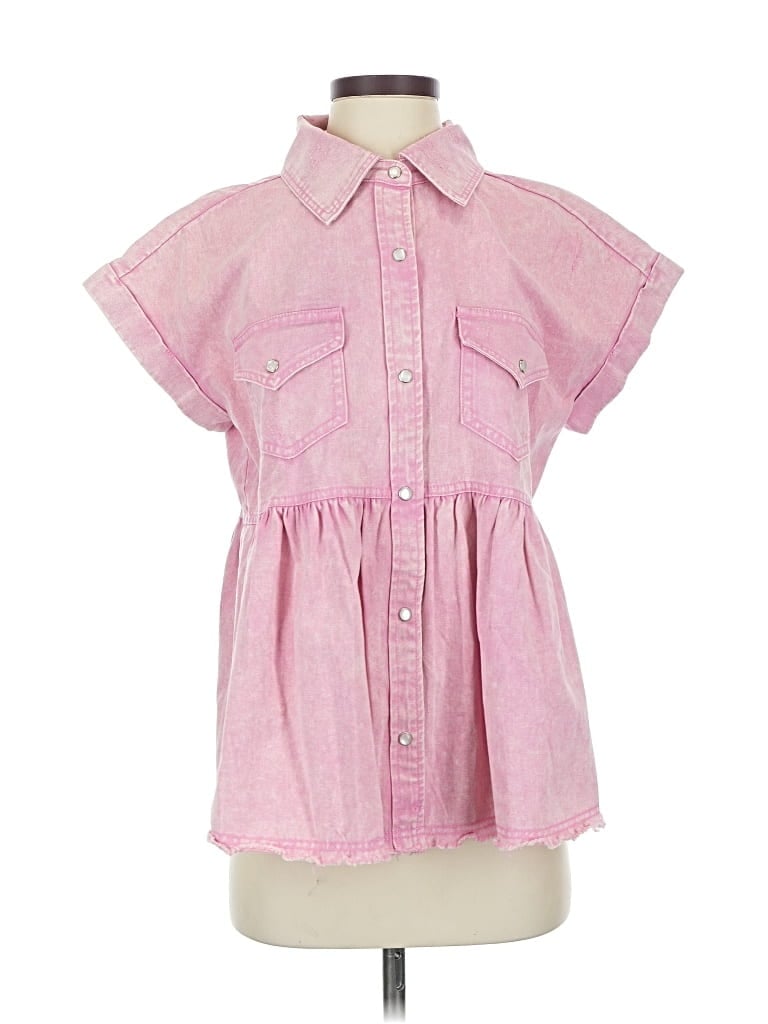 Pre-owned Vici Short Sleeve Button Down Shirt In Pink
