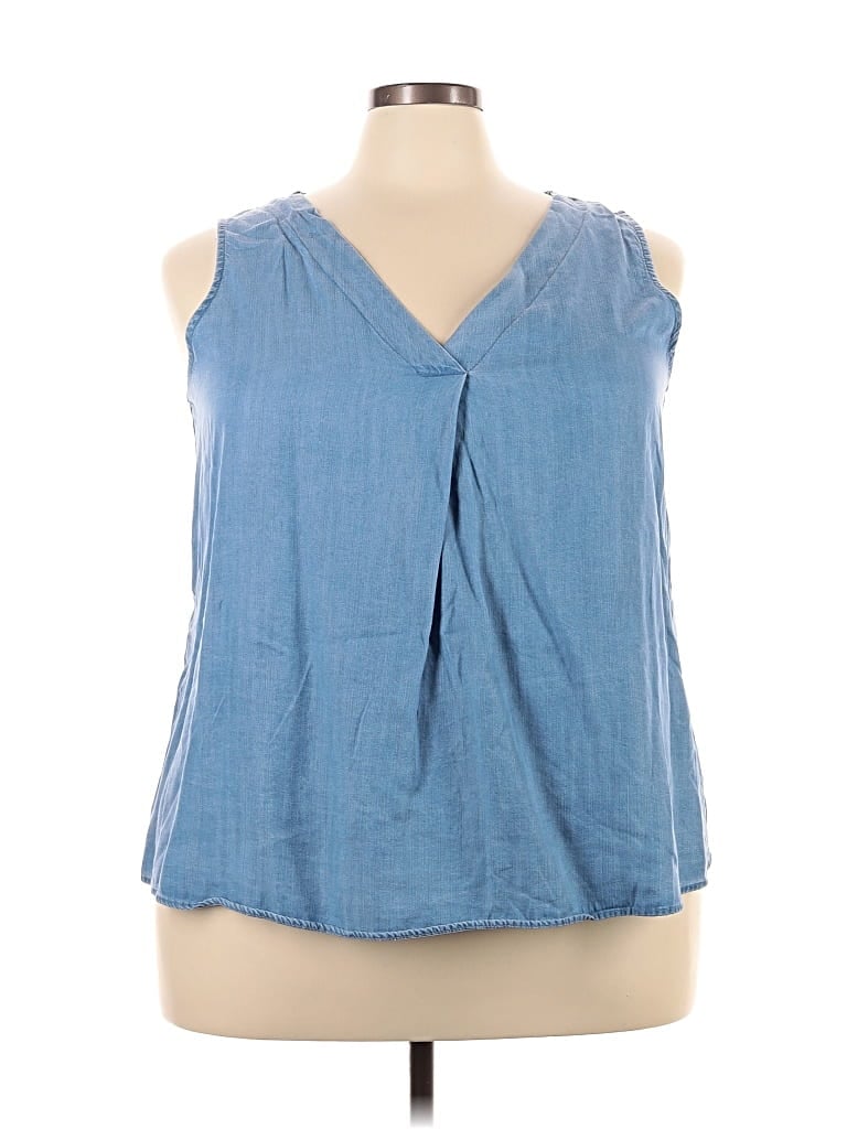 Pre-owned Time And Tru Sleeveless Blouse In Blue