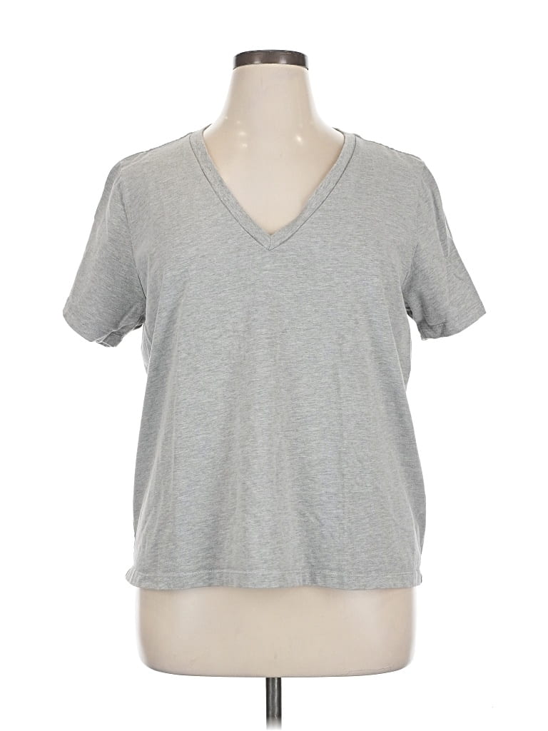 Pre-owned Good American Short Sleeve T-shirt In Gray