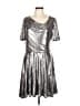 Halston Heritage 100% Rayon Metallic Silver Cocktail Dress Size L - photo 1