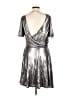 Halston Heritage 100% Rayon Metallic Silver Cocktail Dress Size L - photo 2