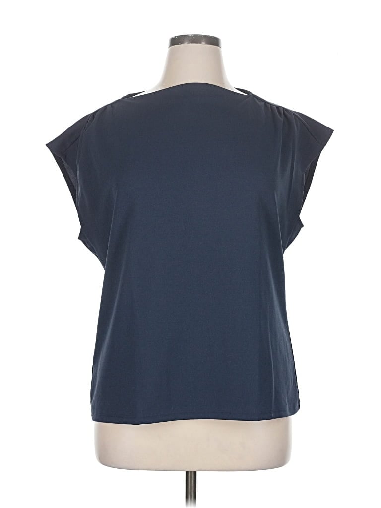 Pre-owned Ann Taylor Factory Short Sleeve Top Blue Cowl Neck Tops