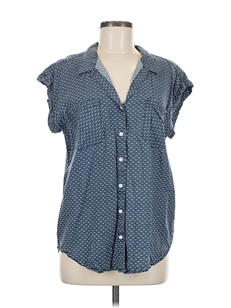 Pre-owned Jachs Girlfriend Short Sleeve Blouse In Blue