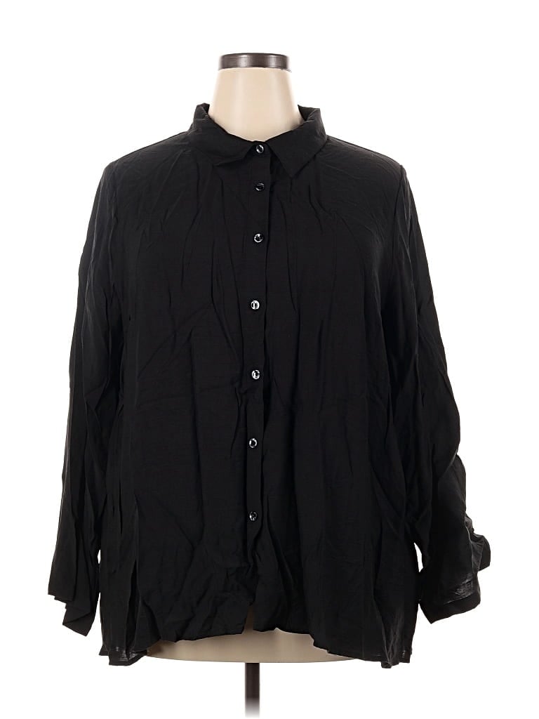 Pre-owned Shein Curve Long Sleeve Blouse In Black